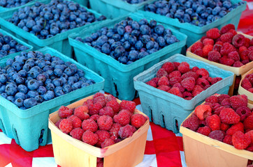 fresh blueberries and raspberries