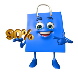 Shopping bag character with percent sign