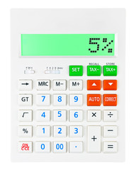 Calculator with 5% on display on white background