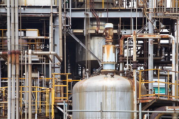 Industrial view at oil refinery plant form industry zone