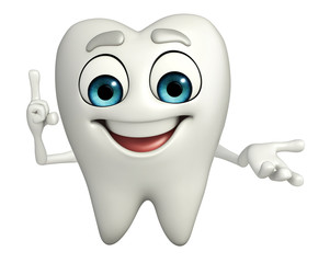 Teeth character is pointing