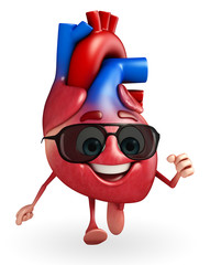 Heart character with running