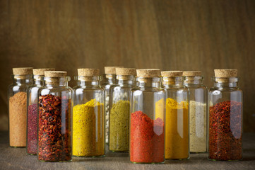 Spices in bottles