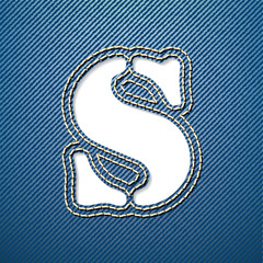 Denim jeans letter S