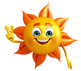 Sun Character With Victory pose