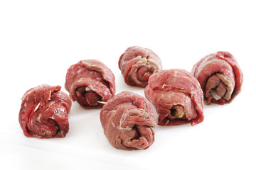 Rohes Rindfleisch Rouladen , cose -up
