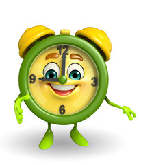 Table clock character with shake hands pose