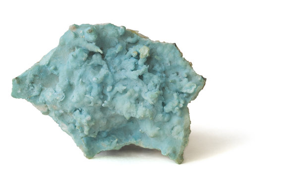Blue aragonite covered with celadonite. 8cm across.