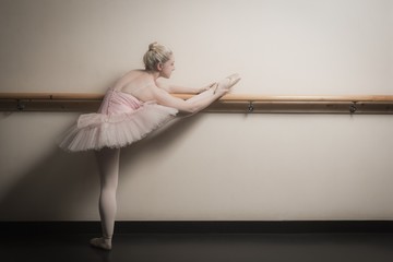Beautiful ballerina warming up with the barre © WavebreakMediaMicro