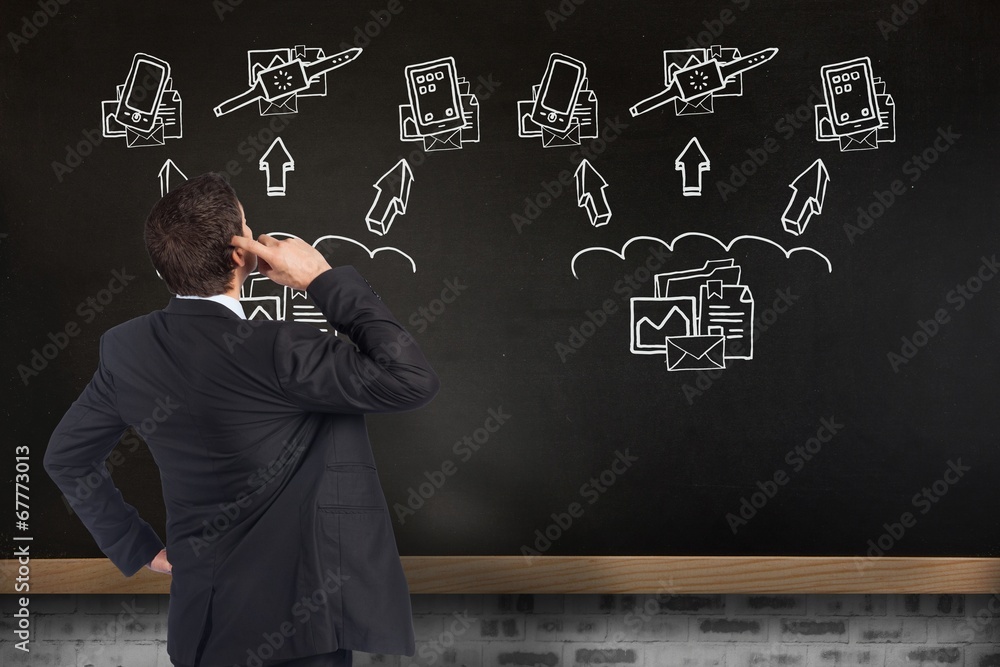 Poster composite image of thinking businessman scratching head
