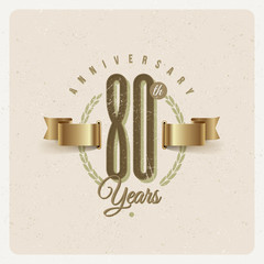 Vintage Anniversary type emblem with golden ribbon