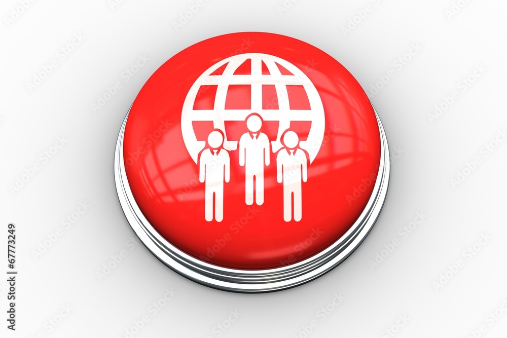 Poster Composite image of business team and sphere graphic on button