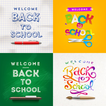Back to school - set of different style vector backgrounds