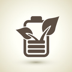 ecology flat icon with battery and leaf elements