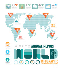 Infographic annual report world template design . concept vector