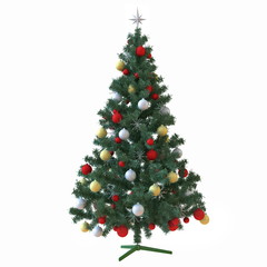 Christmas tree with baubles isolated