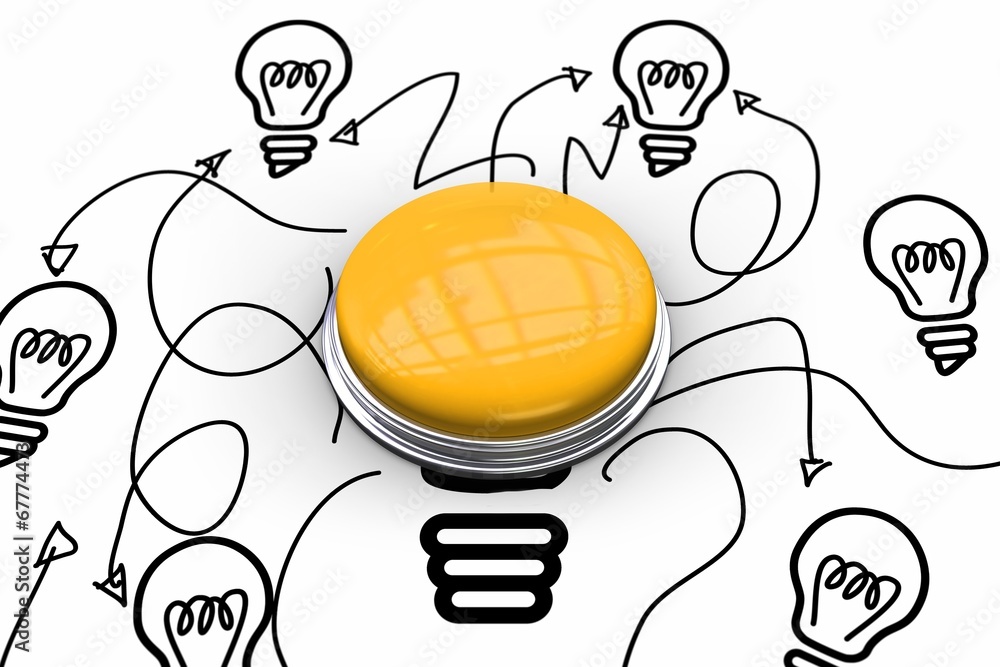 Poster Composite image of shiny yellow push button