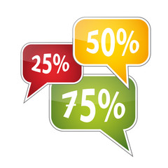 Rabatte - 25% - 50% - 75% Sprechblasen