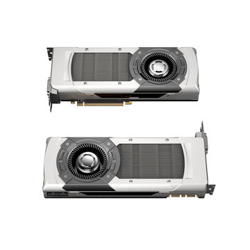 Powerful computer graphic card on white background