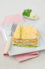 lasagna with zucchini and smoked salmon