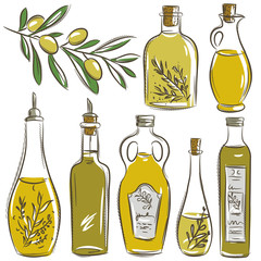 set of bottle for olive oil, vector