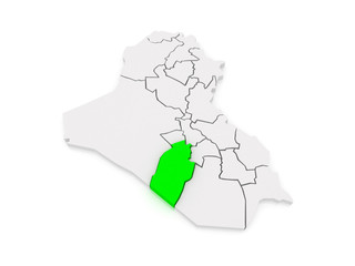 Map of Najaf. Iraq.