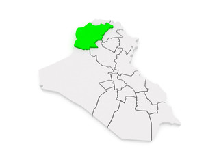 Map of Ninawa. Iraq.
