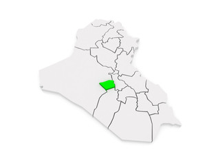 Map of Karbala. Iraq.