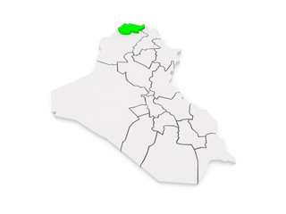 Map of Dohuk. Iraq.