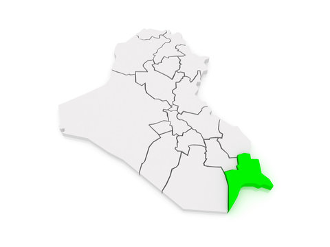 Map of Basra. Iraq.