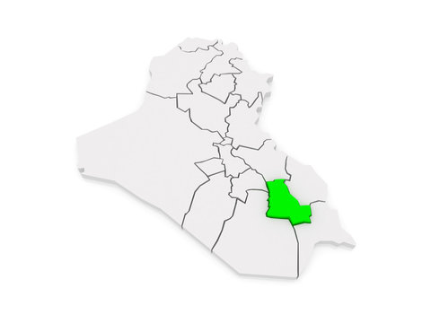 Map of Dhi Qar. Iraq.