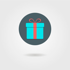 gift box in the circle with shadow