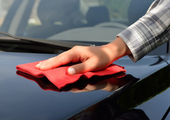 Car care - Polishing a black car