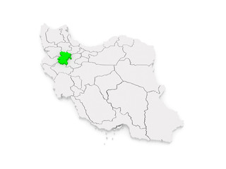 Map of Hamadan. Iran.