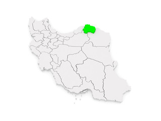 Map of North Khorasan. Iran.