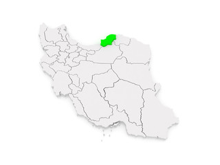 Map of Golestan. Iran.