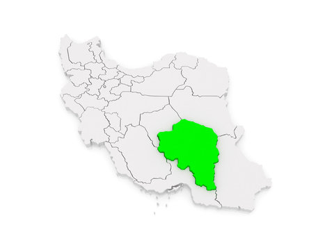 Map of Kerman. Iran.