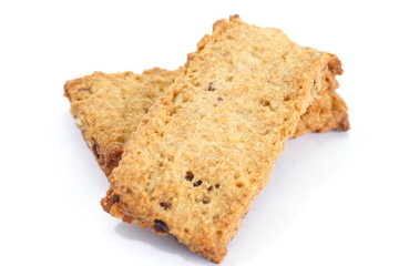 Close - up almond cookies on white