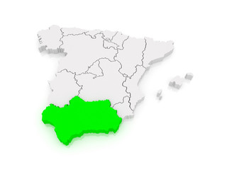 Map of Andalusia. Spain.