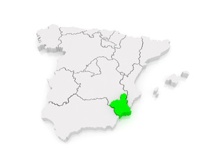 Map of Murcia. Spain.