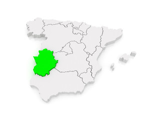 Fototapeta premium Map of Extremadura. Spain.