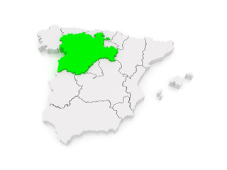 Map of Castile and Leon. Spain.