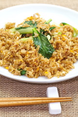 Fried rice with pork and chinese cabbage