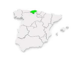 Map of Cantabria. Spain.