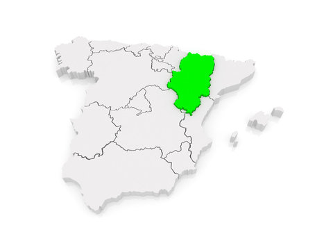 Map of Aragon. Spain.