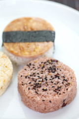 Japanese rice ball steamed red bean with sesame