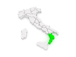 Map of Calabria. Italy.