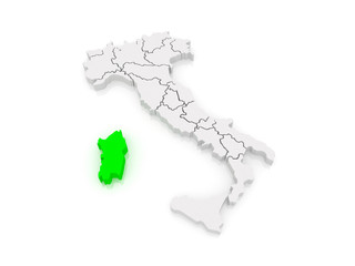 Map of Sardinia. Italy.