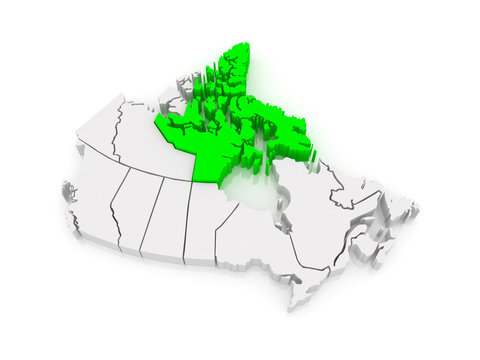 Map of Nunavut. Canada.