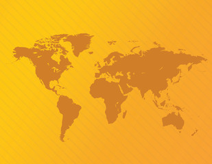 Vector World Map Illustration Isolated on Orange Background